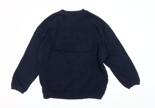 Pull&Bear Unisex Blue M Graphic Print Pullover Sweatshirt