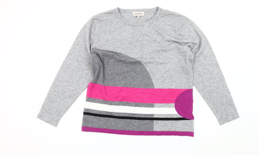 Womens UK Size XL BASSINI Multicoloured Viscose Blend T-Shirt