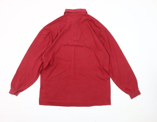 Hawkshead Men's Red Long Sleeve Polo Shirt S