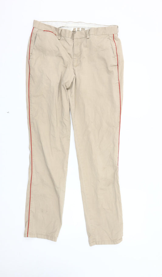 Calvin Klein Men's Beige Chino Trousers, Size 32, Casual Style