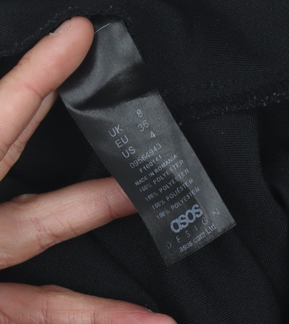 Close-up detail of ASOS Women's Black Trousers, size 8, Regular Fit