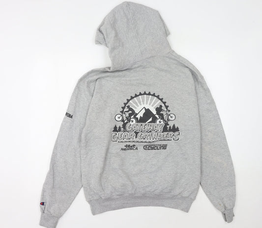 Champion Men's Grey Graphic Pullover Hoodie M