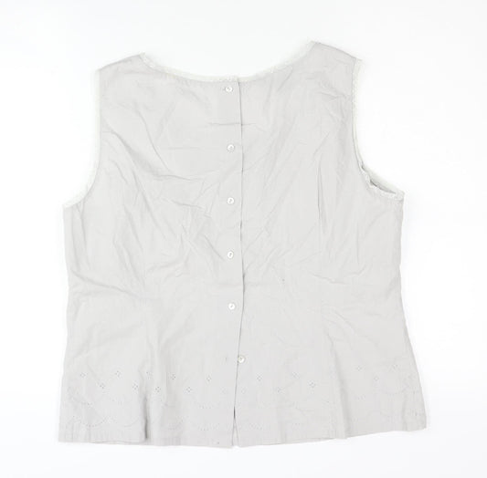 Laura Ashley Women's White Cotton Sleeveless Blouse Size 14