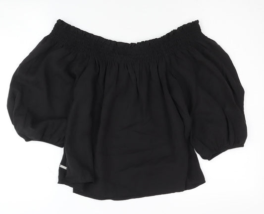Superdry Women Black Off Shoulder Top UK 12