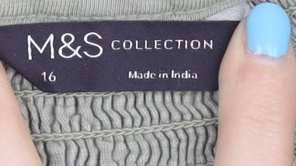 Marks and Spencer Women's Green Top, Size 16, 100% Cotton