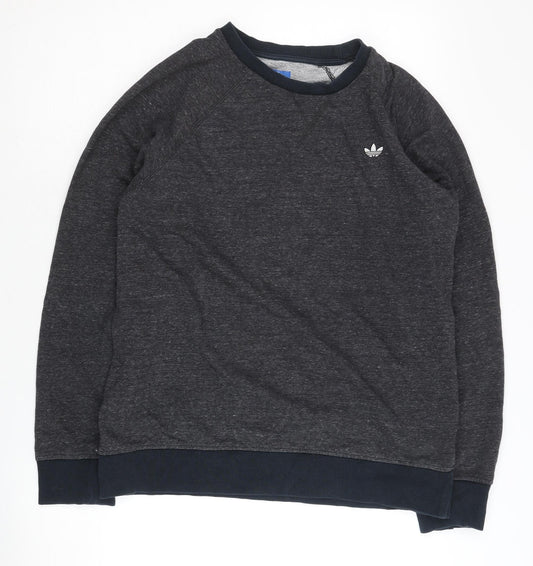 Adidas Men's Grey Crew Neck Logo Sweatshirt M