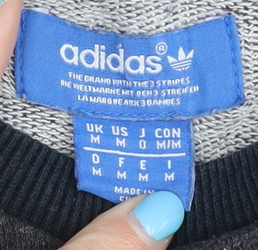 Adidas Men's Grey Crew Neck Logo Sweatshirt M