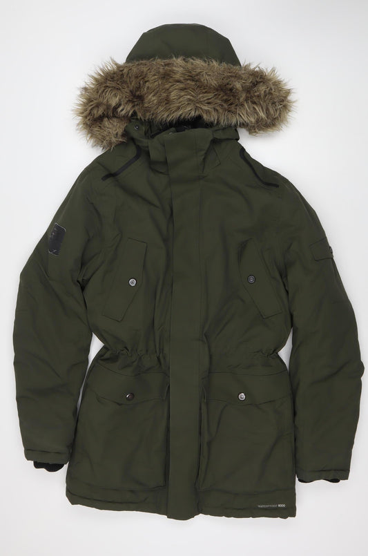 Jack & Jones Mens Green Parka Size M Hooded Winter Coat