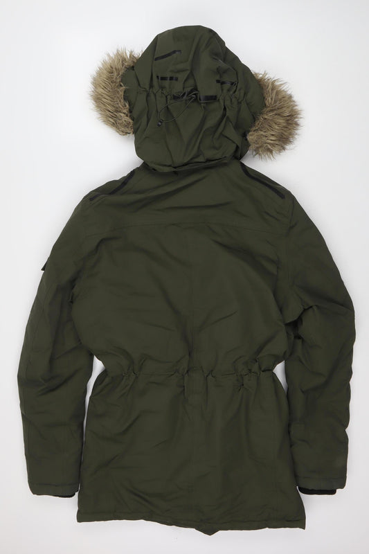 Jack & Jones Mens Green Parka Size M Hooded Winter Coat