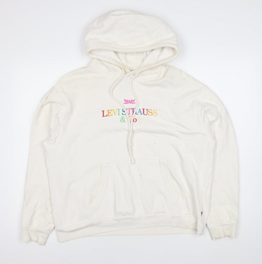Levi's Women's White Pullover Hoodie - Size S, Logo Design