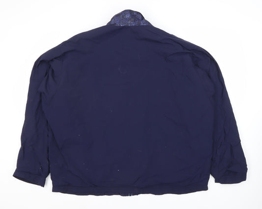 Men's Blue Geometric S Jacket, Windproof, Casual Style