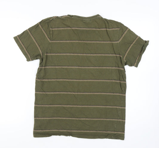 Ellesse Men's Green Striped T-Shirt, Size L, Short Sleeve