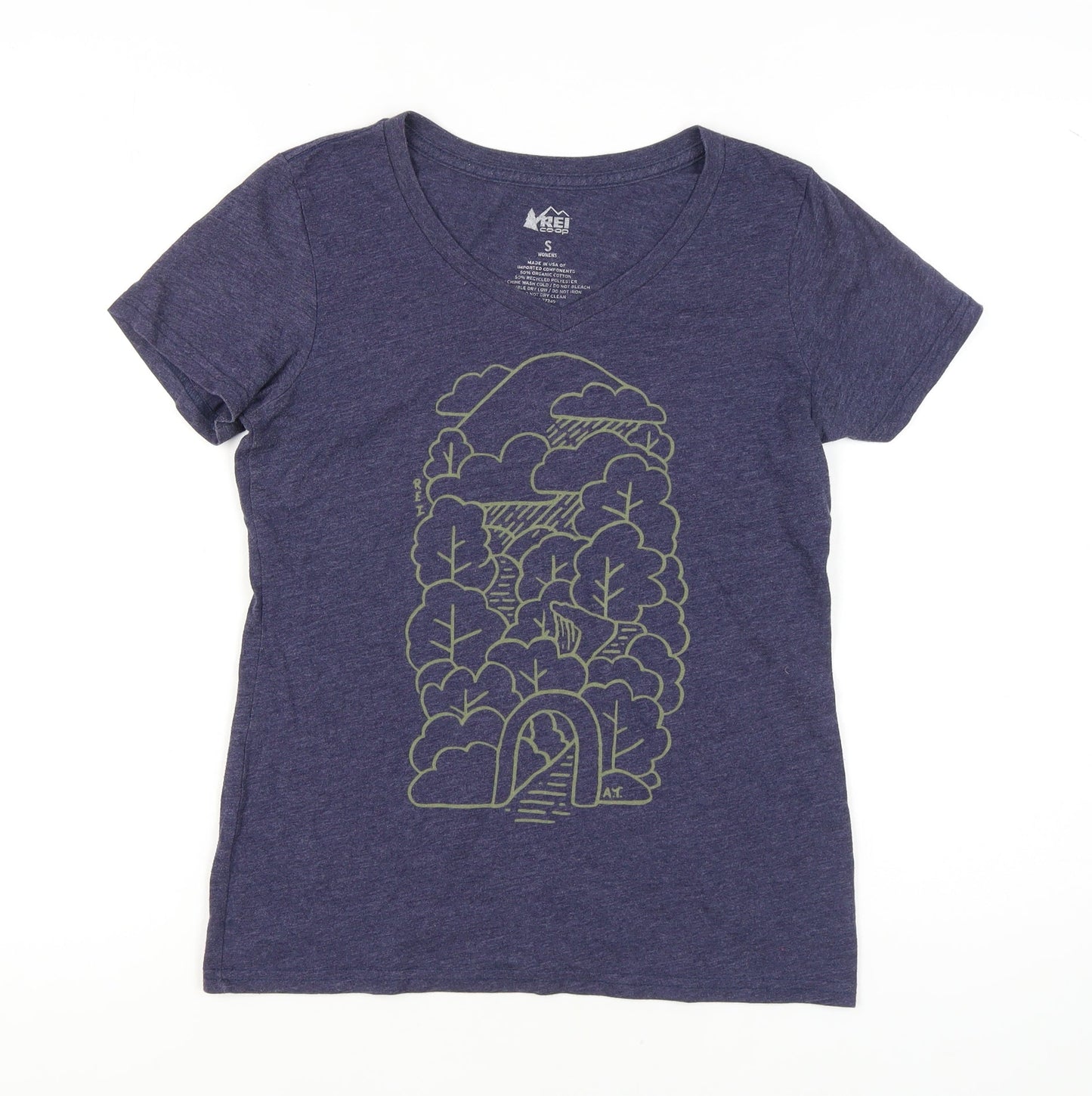 REI Women's Blue Graphic V-Neck T-Shirt - Size S