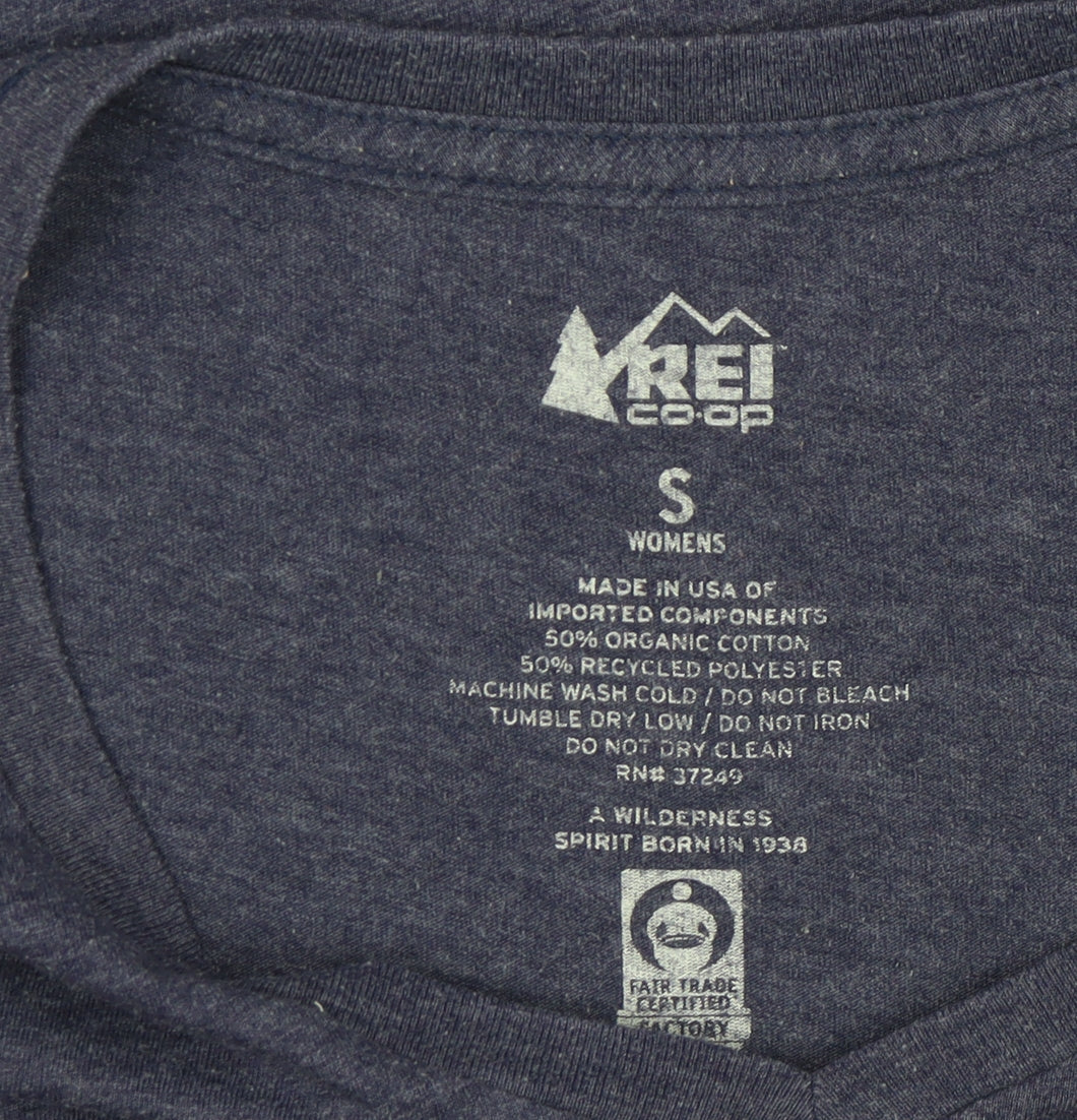 REI Women's Blue Graphic V-Neck T-Shirt - Size S