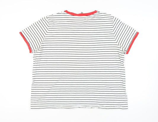 ASOS Women's White Striped Ringer T-Shirt Size 20