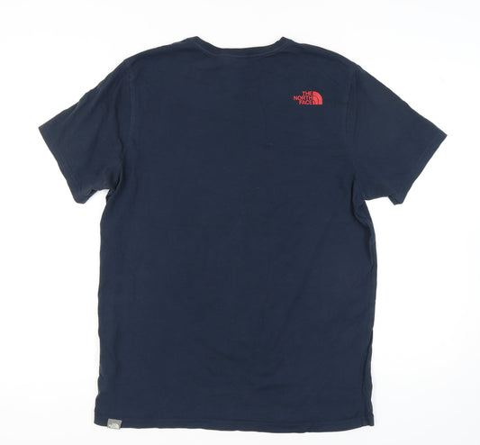 The North Face Men's Blue Cotton Logo T-Shirt, Size L