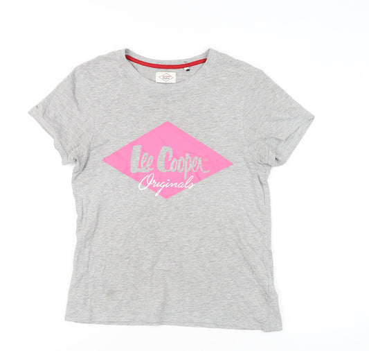 Additional front view of Lee Cooper women’s grey t-shirt, size UK 8, casual