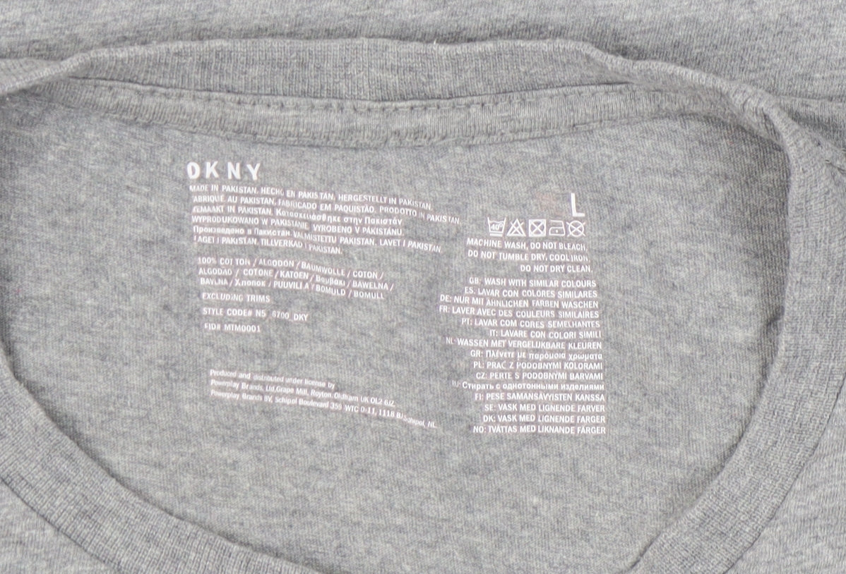DKNY Men's Grey Large Cotton Crew Neck T-Shirt