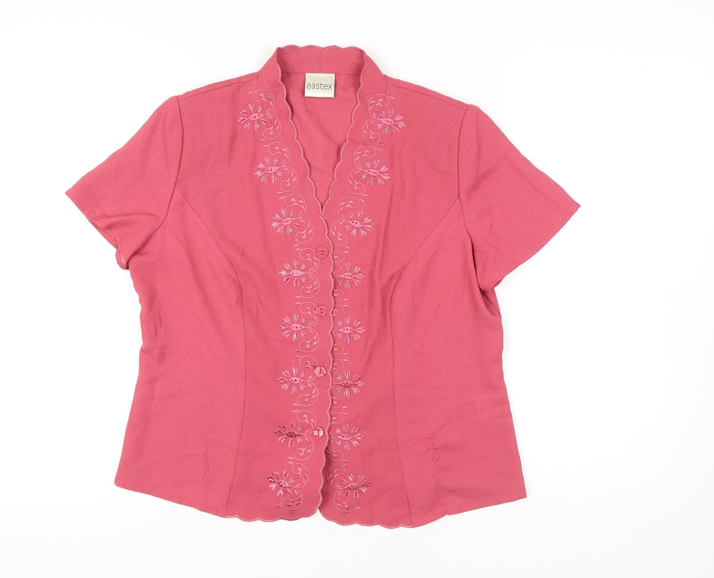 Eastex Women's Pink Embroidered Blouse, Size 12