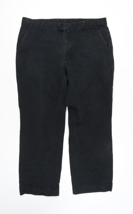 GANT Men's Black Chino Trousers, Size 38, 100% Cotton