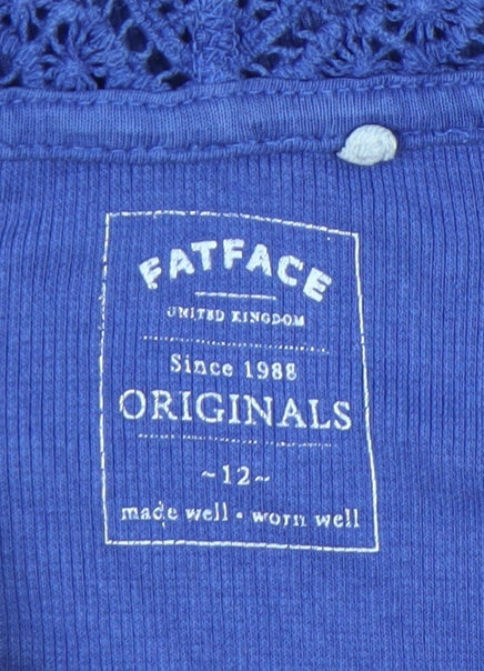 FatFace Women's Blue Crochet Trim Tank Size 12