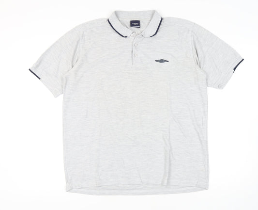 Umbro Men's Grey Polo Shirt XL Short Sleeve Casual