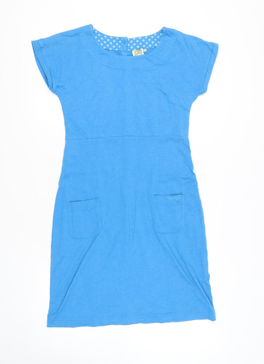 Weird Fish Women's Blue T-Shirt Dress Size 10