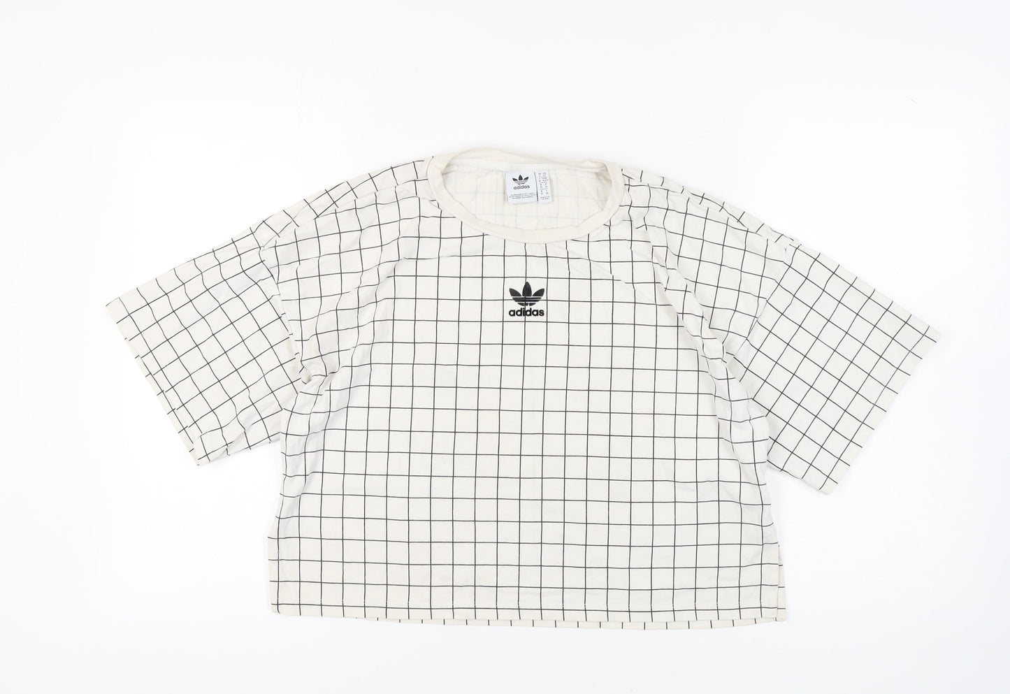 Adidas Women's White Check T-Shirt Size 6