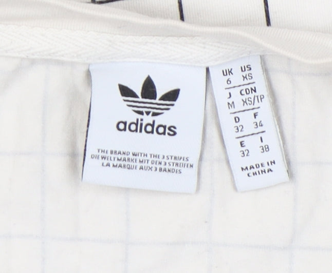 Adidas Women's White Check T-Shirt Size 6