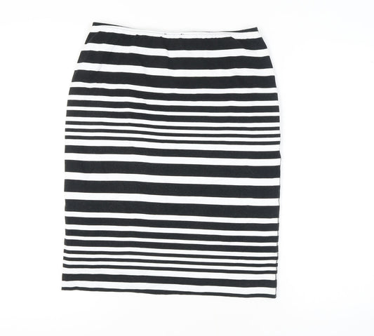 Sommer Mann Women's Black and White Striped Midi Skirt