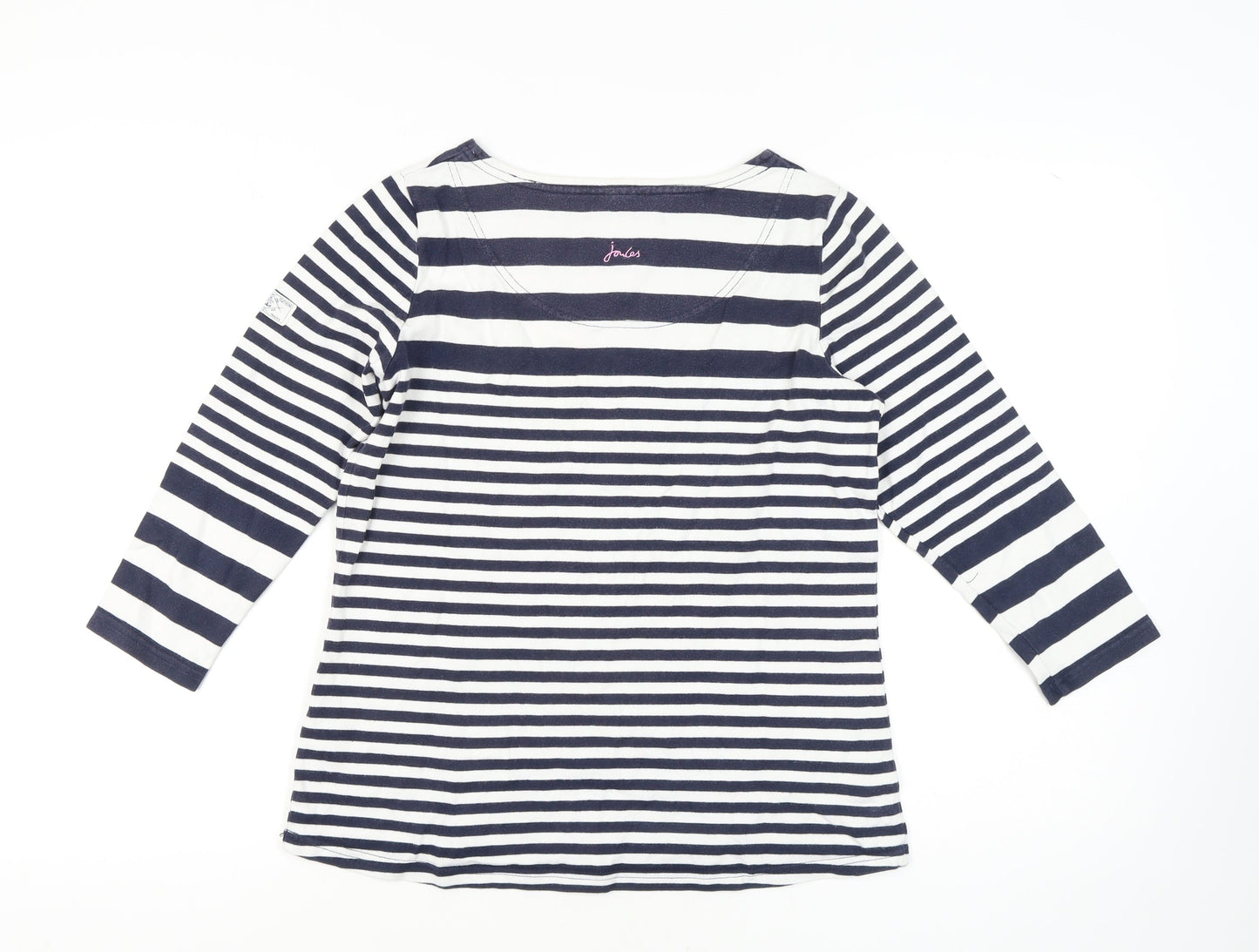 Joules Women's Blue & White Striped 3/4 Sleeve T-Shirt
