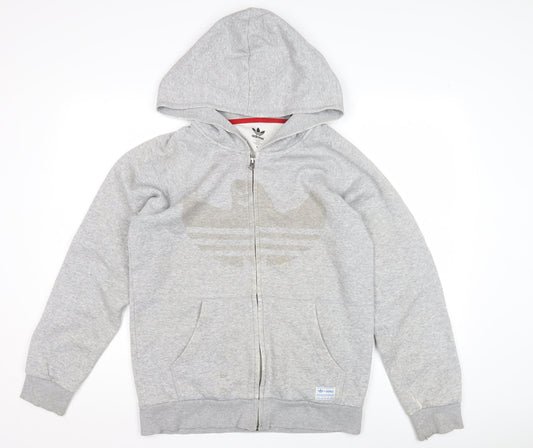 Adidas Men's Grey Full Zip Hoodie S