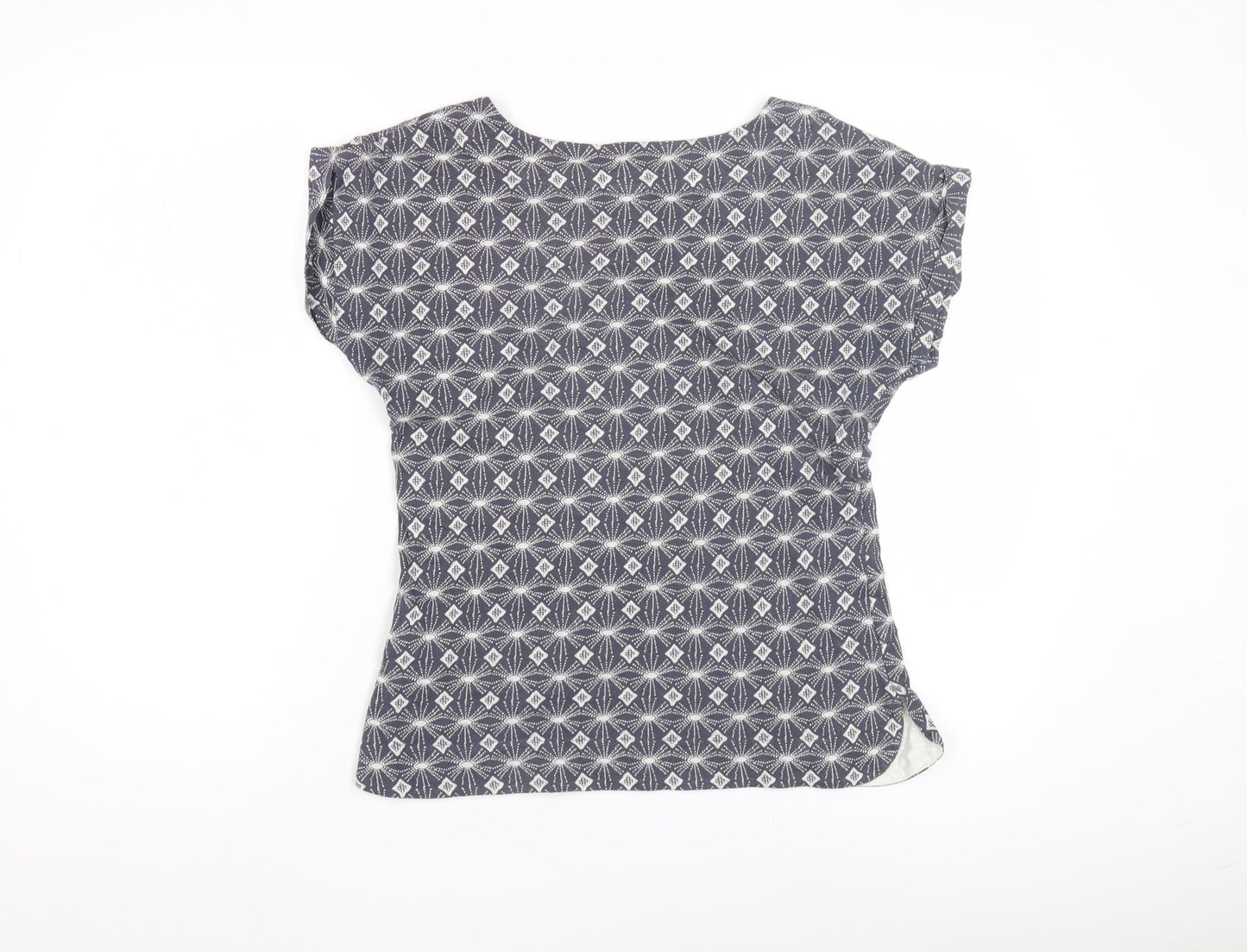Weird Fish Women's Blue Geometric T-Shirt Size 8