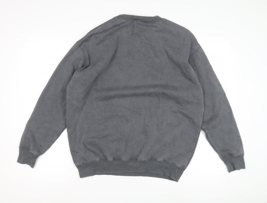 New Look Grey Unisex Crew Neck Sweatshirt L