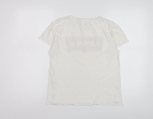 Levi's Women's White Logo T-Shirt, Size S, Cotton Casual Top
