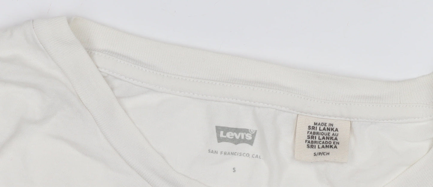 Levi's Women's White Logo T-Shirt, Size S, Cotton Casual Top