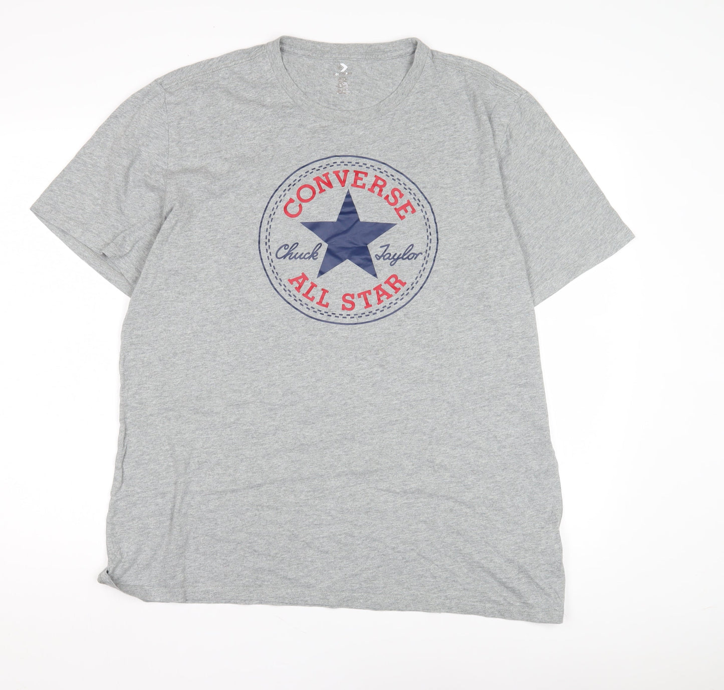 Converse Men's Grey XL T-Shirt, Sporty Logo, Cotton