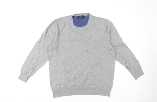 Jeff Banks Men's Grey V-Neck Cotton Pullover Size L