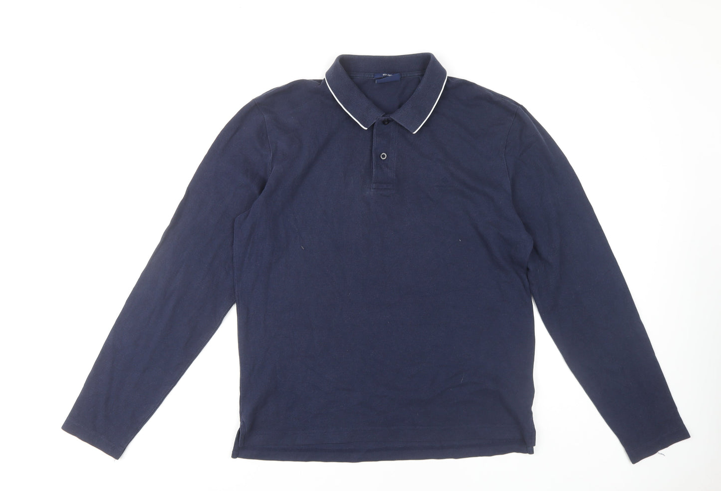 GANT Men's Blue Long Sleeve Polo, Size L