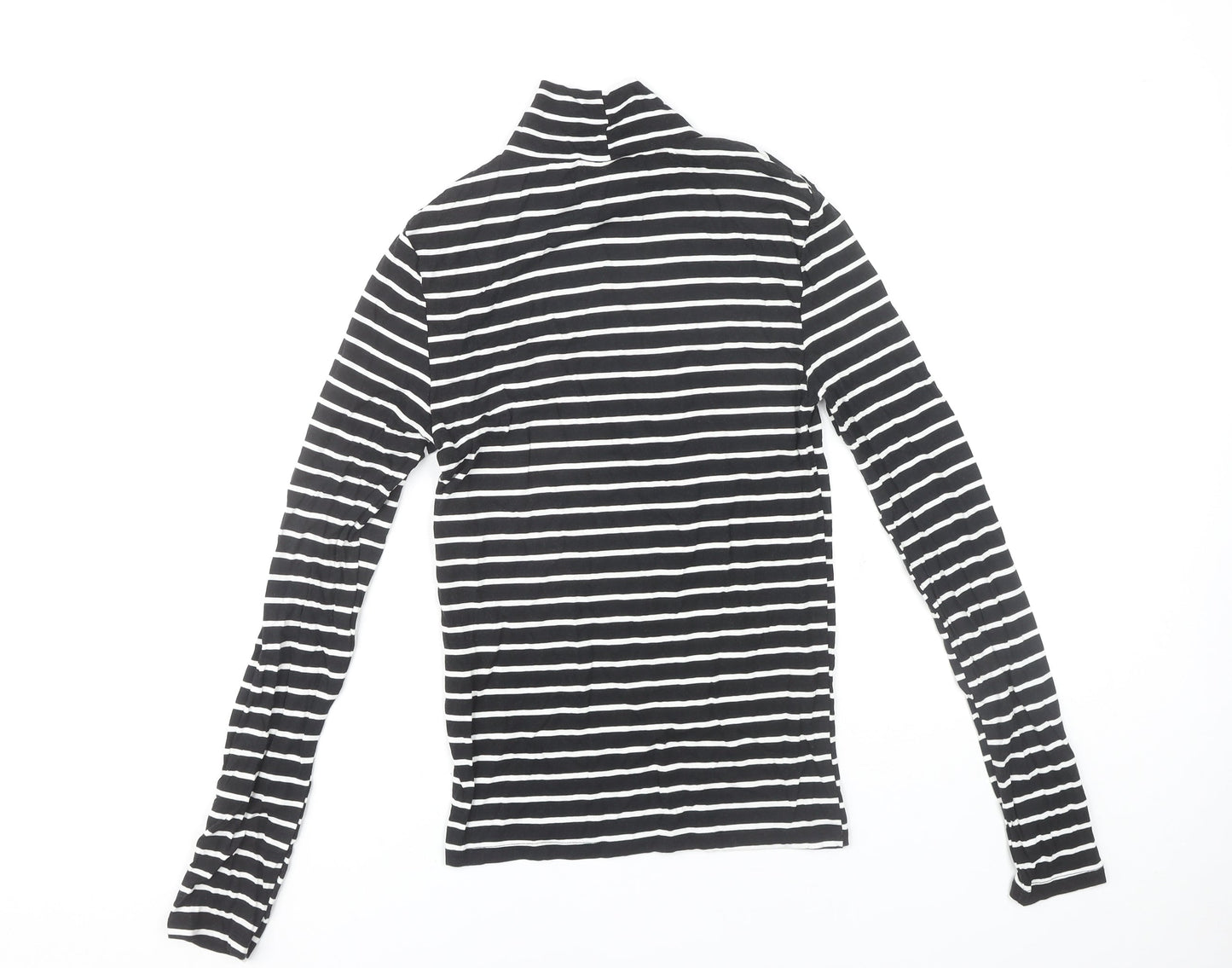 Stradivarius Women's Black Striped Roll Neck T-Shirt M