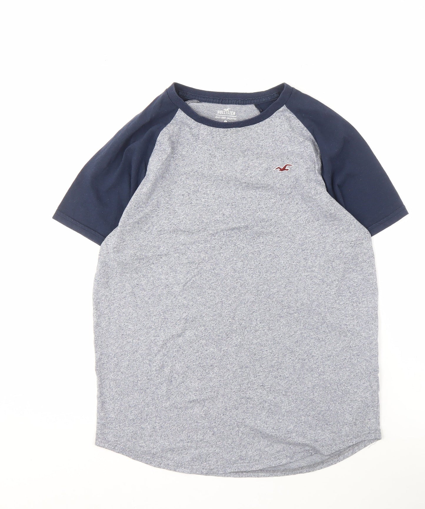 Hollister Men's Grey Blue Crew Neck T-Shirt - Size S