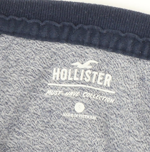 Hollister Men's Grey Blue Crew Neck T-Shirt - Size S