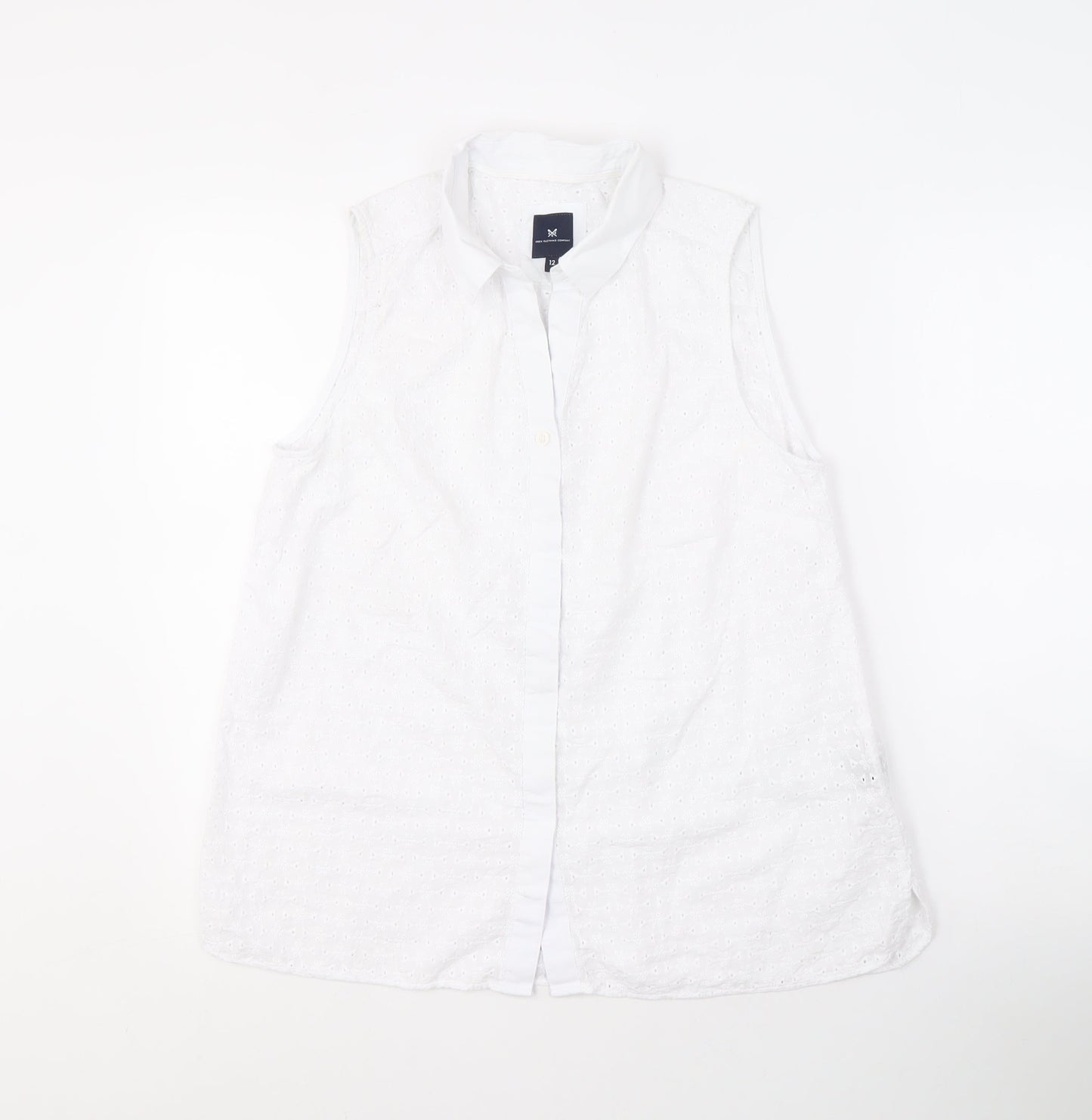 Crew Clothing Company Women's White Sleeveless Blouse - Size 12
