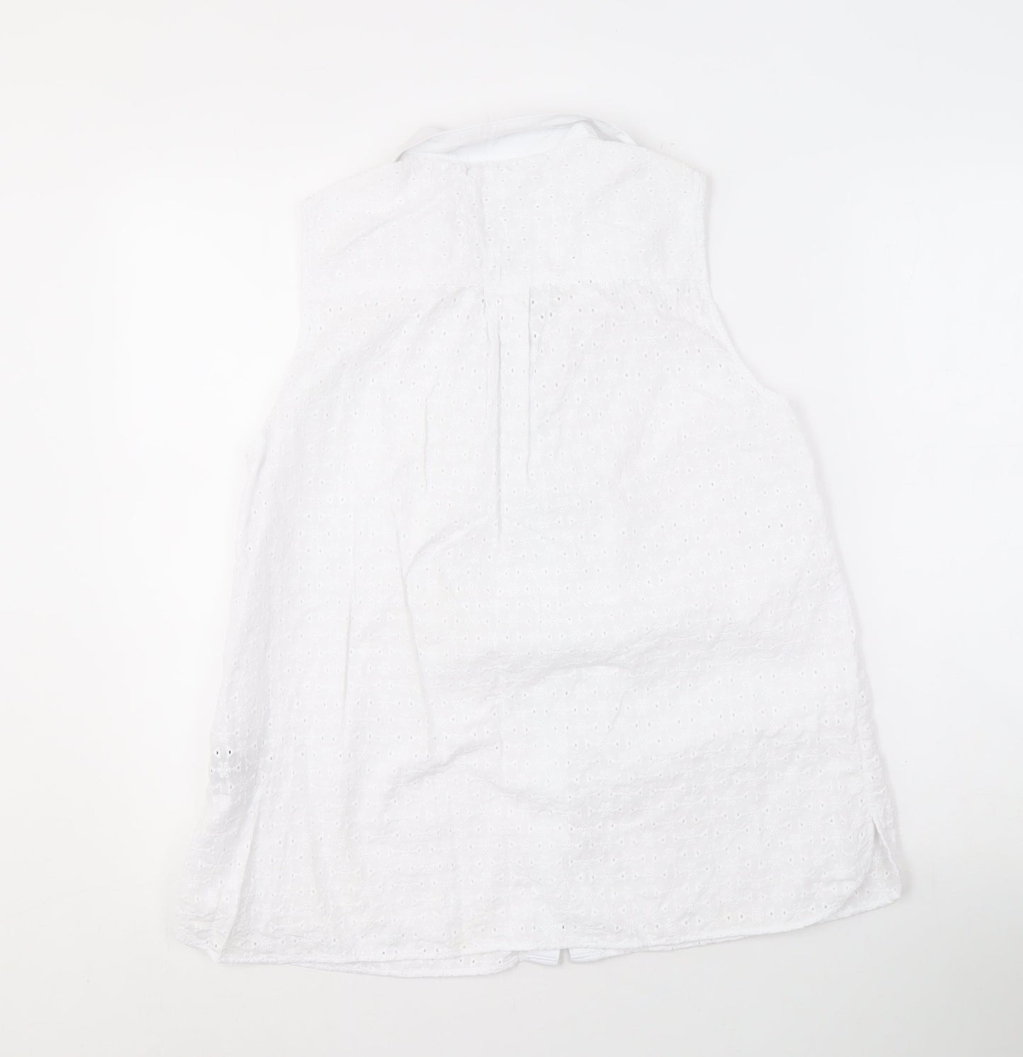 Crew Clothing Company Women's White Sleeveless Blouse - Size 12