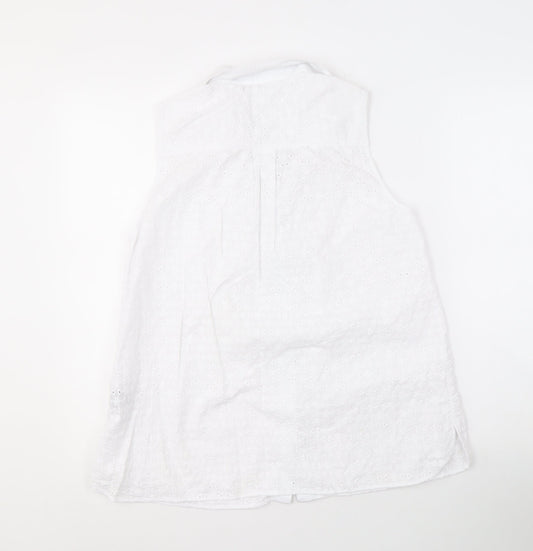 Crew Clothing Company Women's White Sleeveless Blouse - Size 12