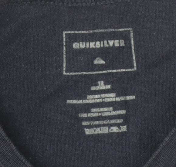 Quiksilver Black T-Shirt Unisex Size 4 Crew Neck Casual
