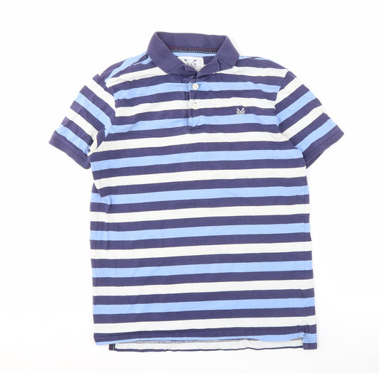 Crew Clothing Co. Men's Blue Striped Polo Shirt S