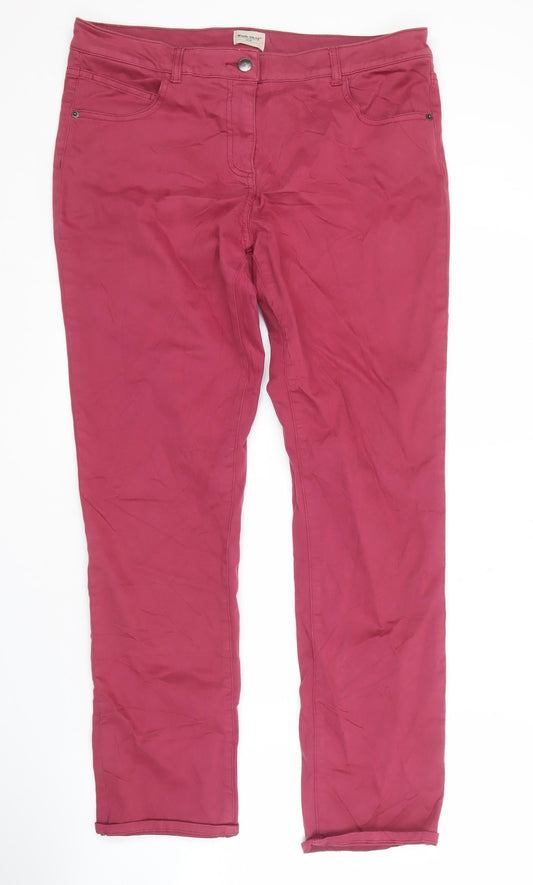 White Stuff Women's Pink Slim Trousers Size 14