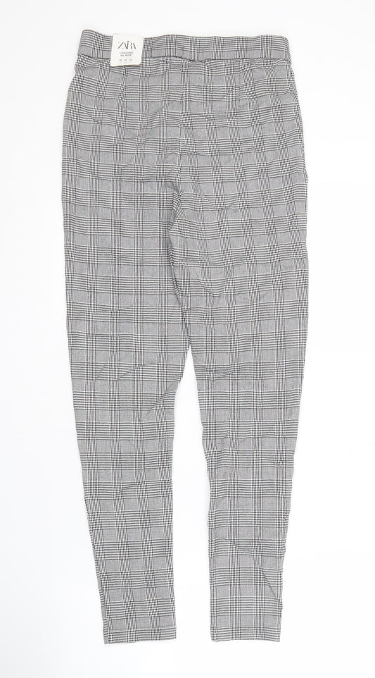 Zara Women's Grey Check Trousers, Size M, Autumn/Winter