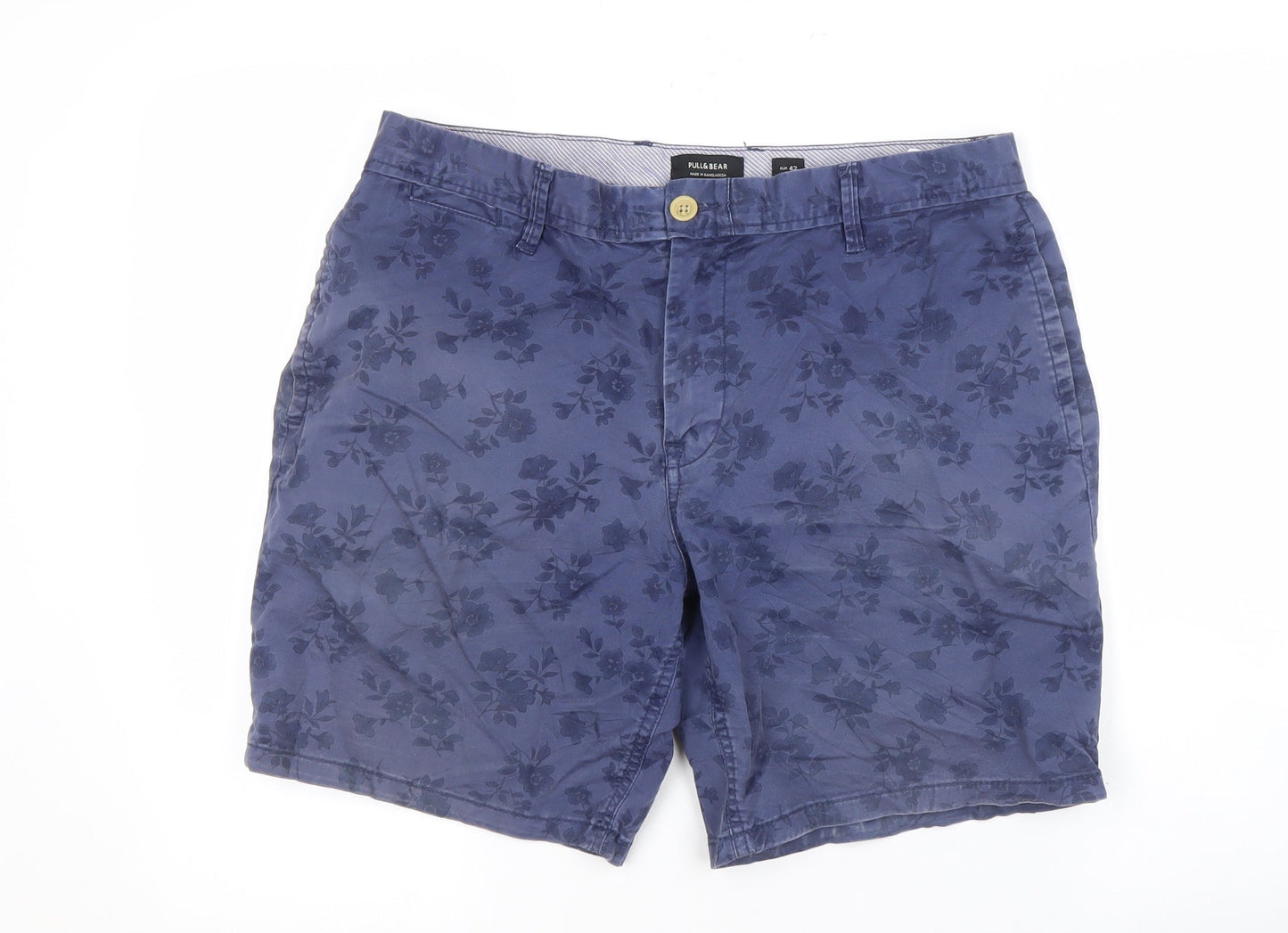 Pull&Bear Blue Floral Chino Shorts - Size 14